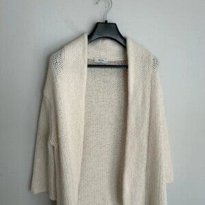 Aritzia 100% Cashmere Cardigan Open Front 3/4 Sleeve Cream Size Small